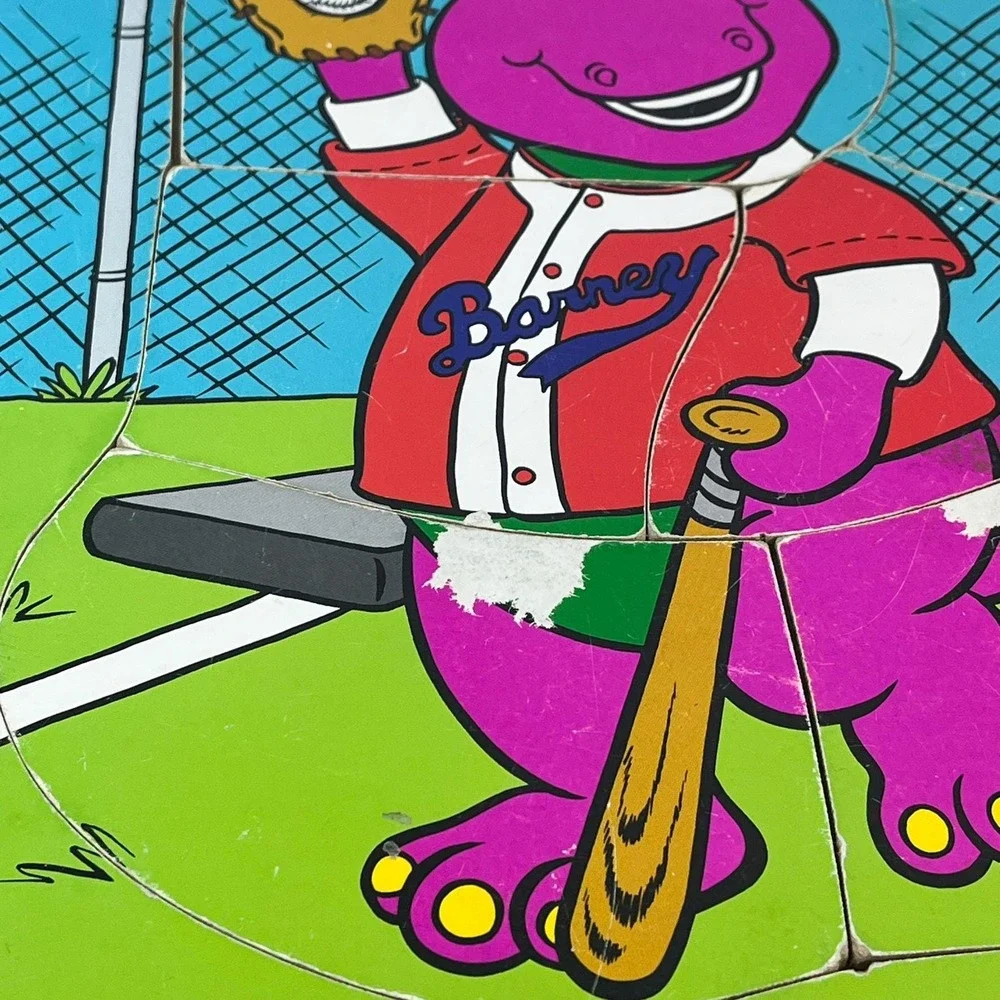 Play Ball With Barney‎ Wooden Puzzle: Vintage Nursery Decor